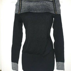 Venus Off The Shoulder Silver Metallic Sweater